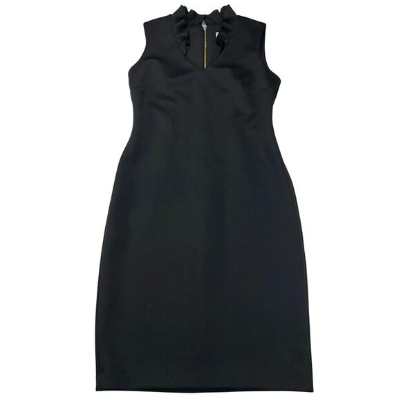 Calvin Klein Ruffle V -Neck Fitted Sheath Dress Cocktail Black Tie Size 6 - Picture 7 of 14